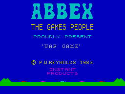The War Game title screen for ZX Spectrum